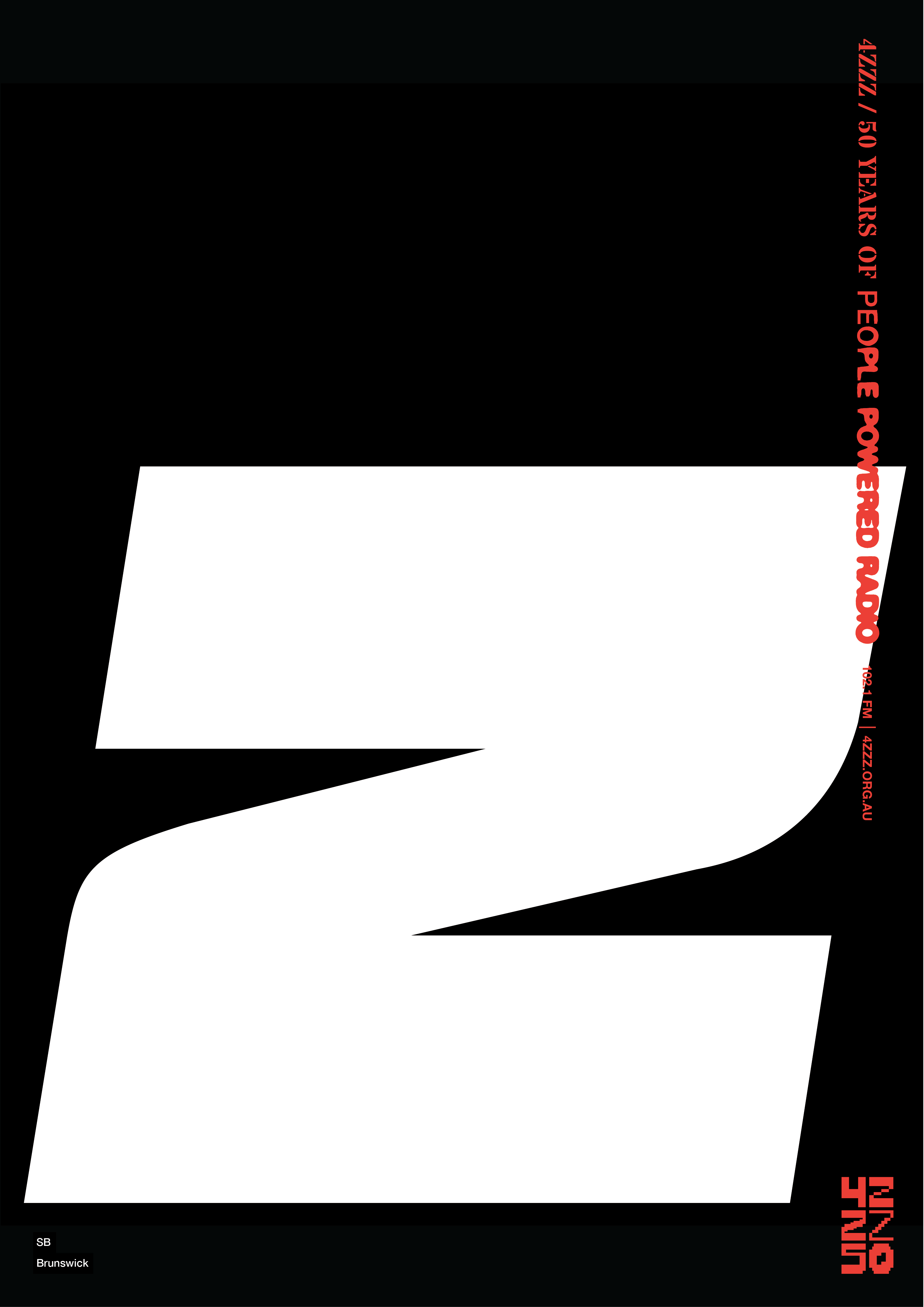 A white bold Z with rounded internal corners on a black background.