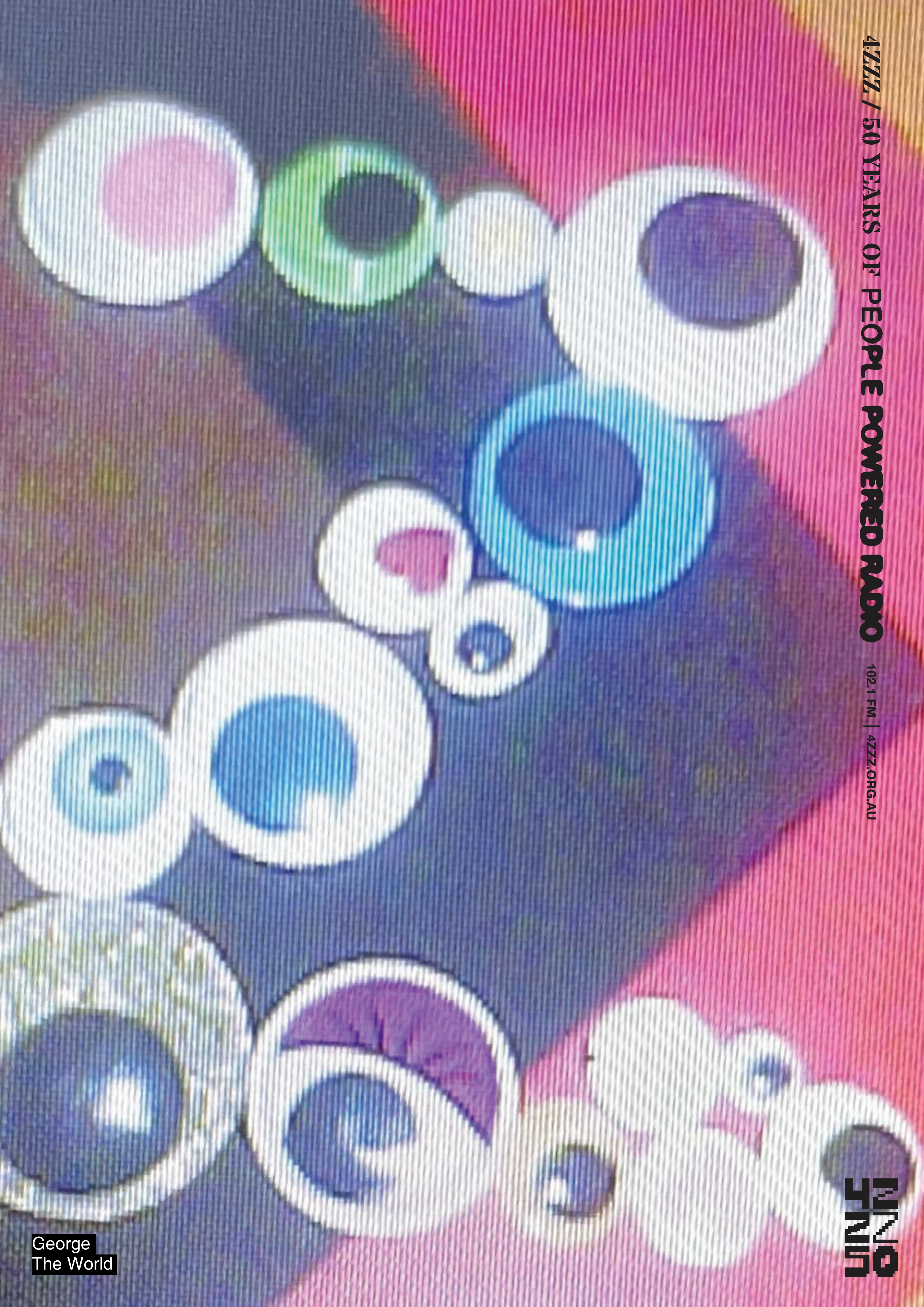 a collection of multicoloured googly eyes in the shape of a Z.