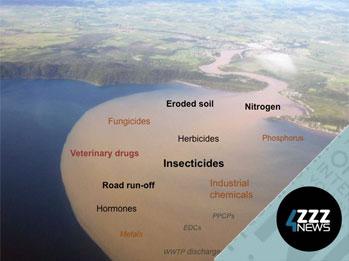 Pollution plume in waterway