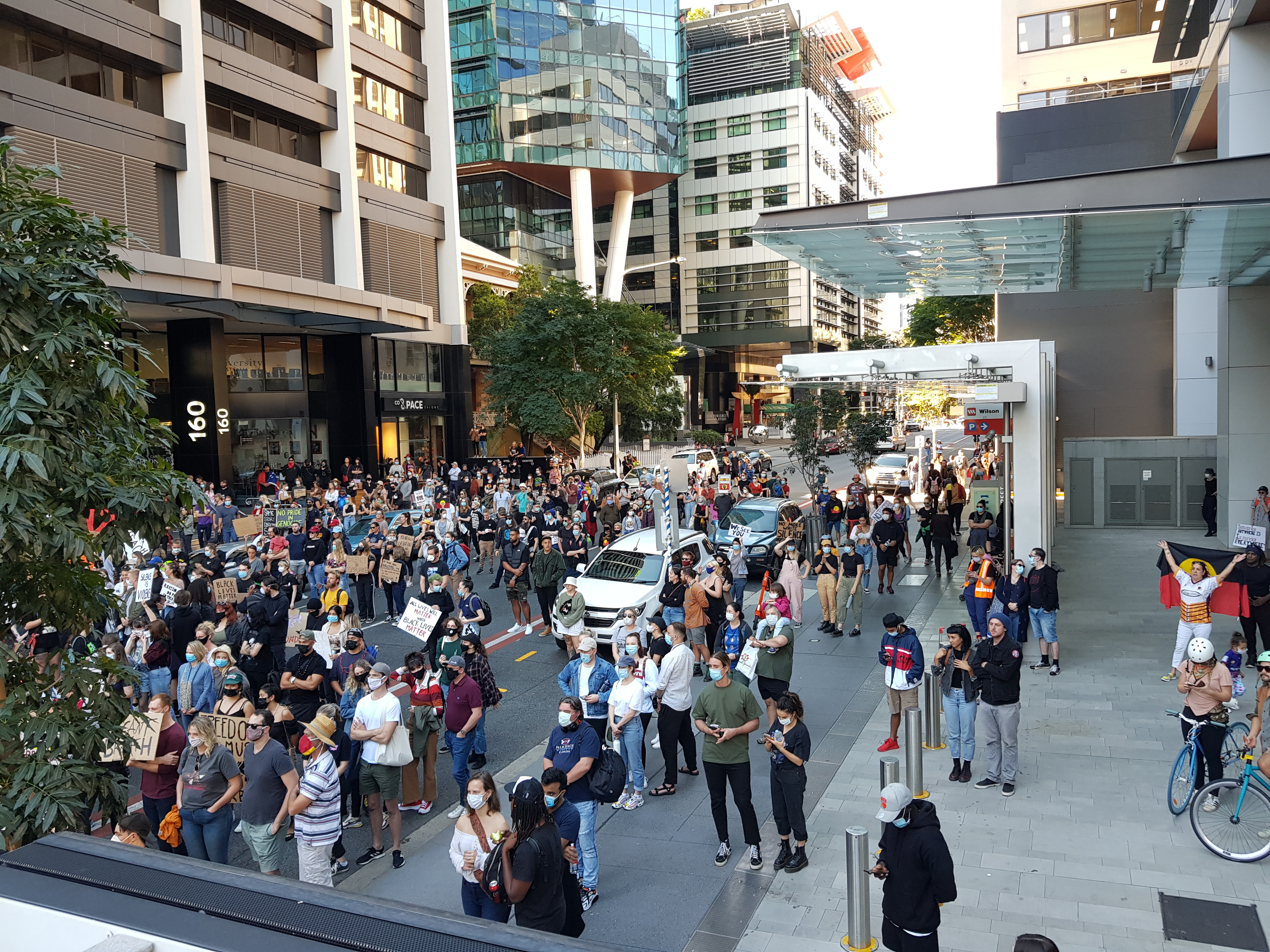 BLM Rally - Protesters joining the rally from Central Station [4ZZZ/Alexis Pink]