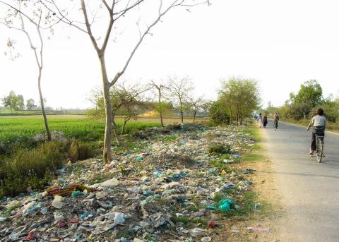 Plastic waste on farmland
