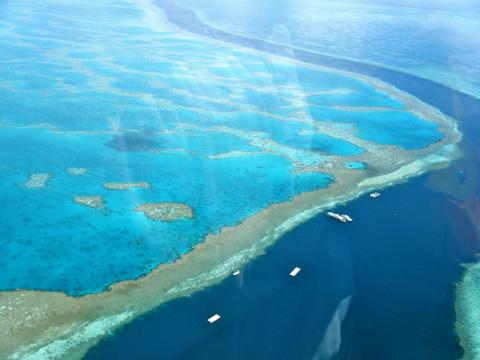 A top-down view of the waters of Sydney's Great Barrier Reef.