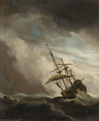 Ship On The High Seas Caught by a Squall
