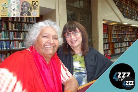 Image: Dr Karen Hughes with Ngarrindjeri Elder, Aunty Muriel Van der Byle who drew the 'Miwi' background artwork on our $50 note featuring David Unaipon. 