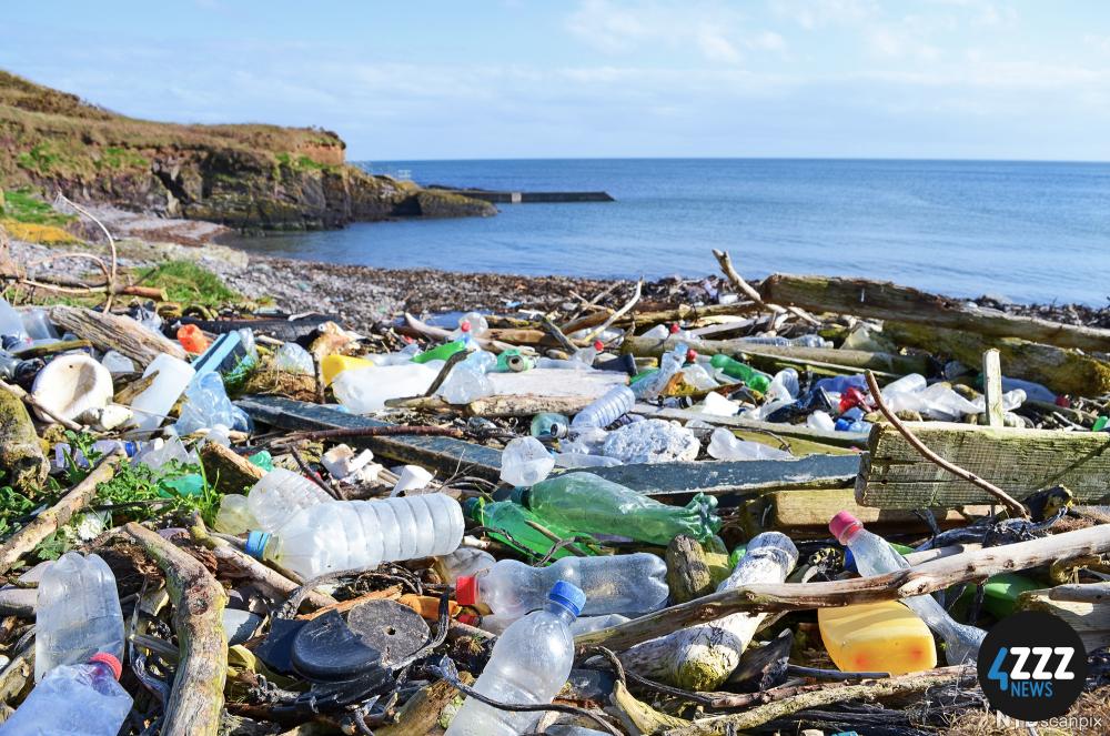 Plastic washed up on the shore