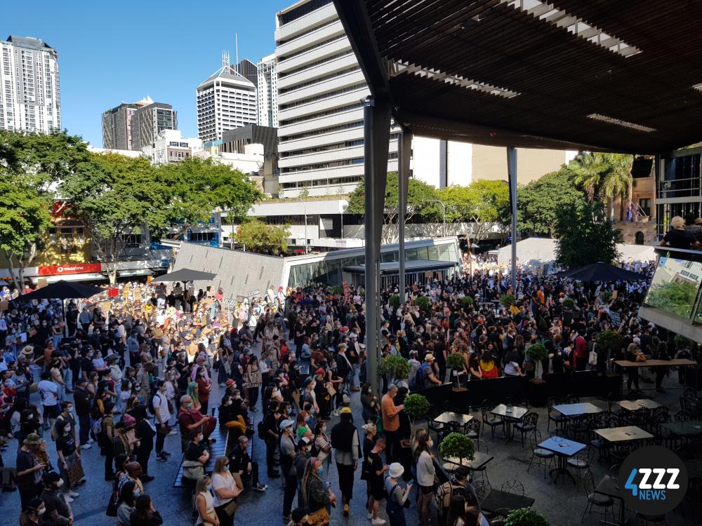 BLM Rally - Protesters in the Crowd at King George Square [4ZZZ/Alexis Pink]