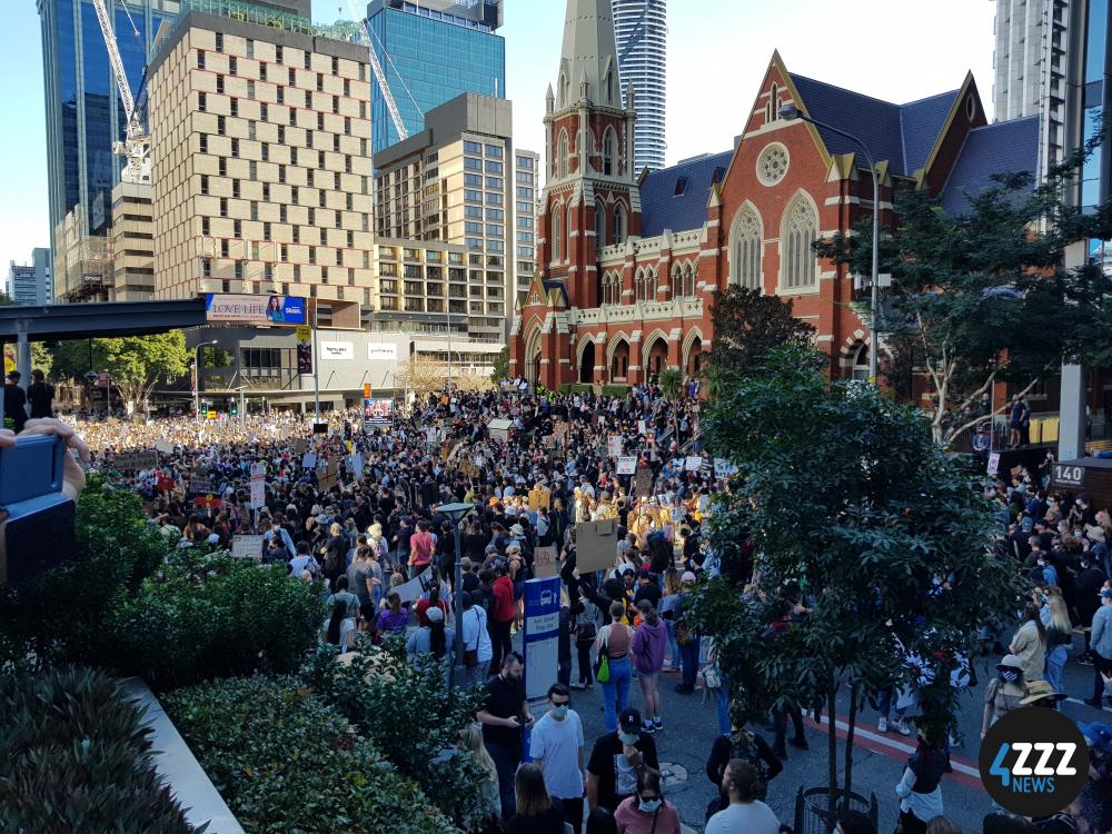 BLM Rally - Protesters in the Crowd on Ann St & Roma St [4ZZZ/Alexis Pink]