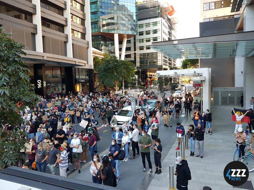 BLM Rally - Protesters joining the rally from Central Station [4ZZZ/Alexis Pink]