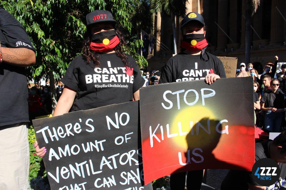 BLM Rally - Protesters at the Rally [4ZZZ/Lillian Rangiah]