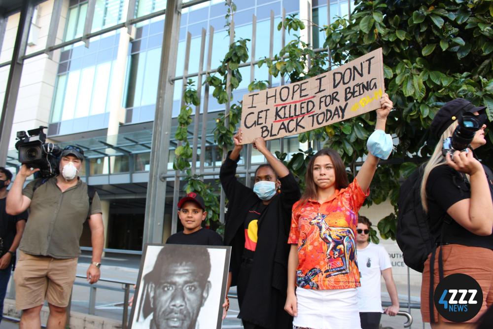 BLM Rally - Protesters with their Posters [4ZZZ/Lillian Rangiah]