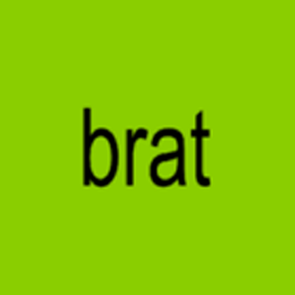 Brat by Charlie XCX album cover - a lime green background with the word 'brat'